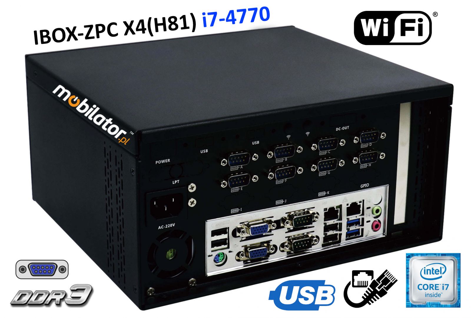iBOX-ZPC X4 Komputer przemysowy  dla zastosowa magazynowych z moduem WiFi 6x COM